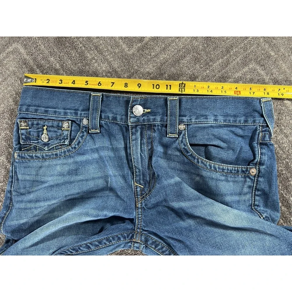 True Religion Men's Blue Jeans Straight Two Tone 34x35